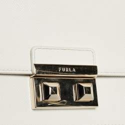 Pre Owned Furla White Leather Mini Bella Crossbody Bag