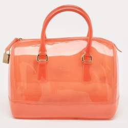 Furla Light Red Rubber Medium Candy Satchel