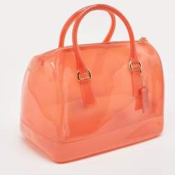 Furla Light Red Rubber Medium Candy Satchel
