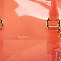 Furla Light Red Rubber Medium Candy Satchel
