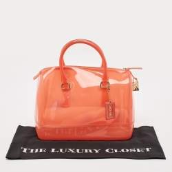 Furla Light Red Rubber Medium Candy Satchel