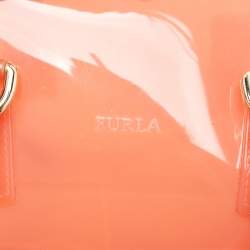 Furla Light Red Rubber Medium Candy Satchel