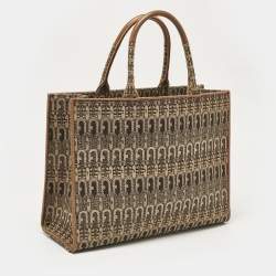 Furla Brown Jacquard Canvas Large Opportunity Tote