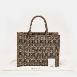 Furla Brown Jacquard Canvas Large Opportunity Tote