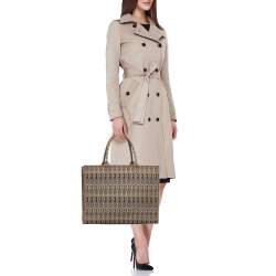 Furla Brown Jacquard Canvas Large Opportunity Tote