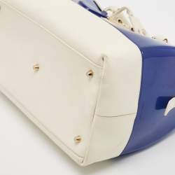 Furla Blue/White Rubber and Leather Candy Flap Satchel