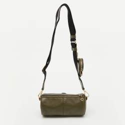 Pre Owned Furla Olive Green Leather Primula Coin Pouch Crossbody Bag