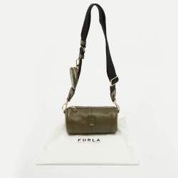 Pre Owned Furla Olive Green Leather Primula Coin Pouch Crossbody Bag