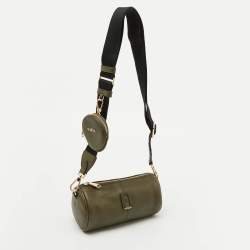 Pre Owned Furla Olive Green Leather Primula Coin Pouch Crossbody Bag