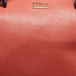 Furla Orange/Black Leather Zip Satchel