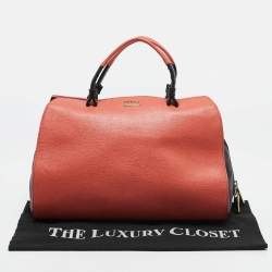 Furla Orange/Black Leather Zip Satchel