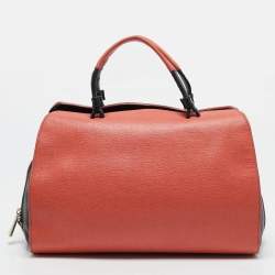 Furla Orange/Black Leather Zip Satchel