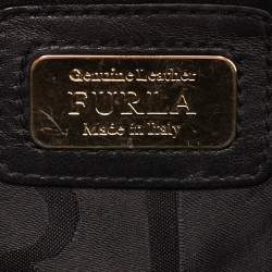 Furla Orange/Black Leather Zip Satchel