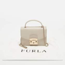 Furla Light Beige Leather Mini Metropolis Top Handle Bag