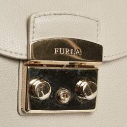 Furla Light Beige Leather Mini Metropolis Top Handle Bag