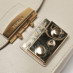 Furla Light Beige Leather Mini Metropolis Top Handle Bag