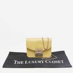 Furla Yellow Leather Mini Metropolis Chain Crossbody Bag