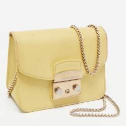 Furla Yellow Leather Mini Metropolis Chain Crossbody Bag