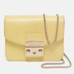 Furla Yellow Leather Mini Metropolis Chain Crossbody Bag