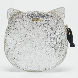 Furla Silver Glitter Zip Coin Purse