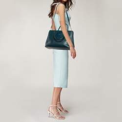 Pre Owned Furla Teal Green Leather Linda Tote