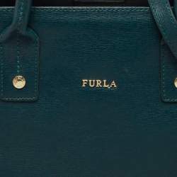 Pre Owned Furla Teal Green Leather Linda Tote