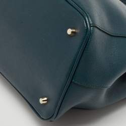 Pre Owned Furla Teal Green Leather Linda Tote