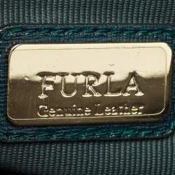 Pre Owned Furla Teal Green Leather Linda Tote