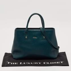 Pre Owned Furla Teal Green Leather Linda Tote