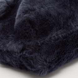 Pre Owned Furla Dark Blue Faux Fur Caos Shoulder Bag