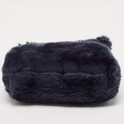 Pre Owned Furla Dark Blue Faux Fur Caos Shoulder Bag
