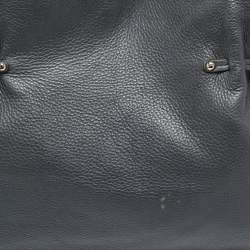 Furla Dark Grey Leather Side Drawstring Tote
