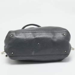 Furla Dark Grey Leather Side Drawstring Tote