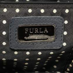 Furla Dark Grey Leather Side Drawstring Tote
