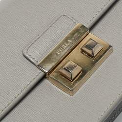 Furla Grey Saffiano Leather Mini Metropolis Crossbody Bag
