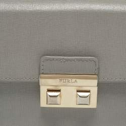 Furla Grey Saffiano Leather Mini Metropolis Crossbody Bag