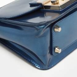Furla Blue Patent Leather Mini Metropolis Crossbody Bag