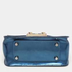 Furla Blue Patent Leather Mini Metropolis Crossbody Bag
