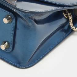 Furla Blue Patent Leather Mini Metropolis Crossbody Bag