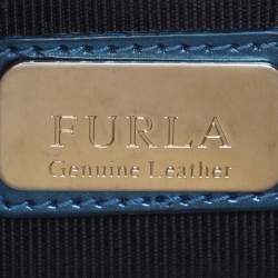 Furla Blue Patent Leather Mini Metropolis Crossbody Bag