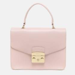 Furla Pink Leather Metropolis Top Handle Bag