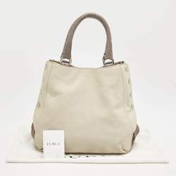 Furla Tricolor Leather and Suede Expandable Tote