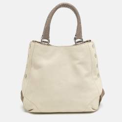Furla Tricolor Leather and Suede Expandable Tote