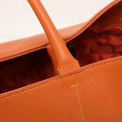 Furla Orange/Magenta Leather Tote