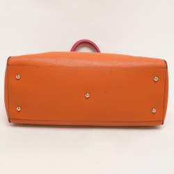 Furla Orange/Magenta Leather Tote