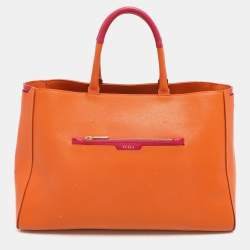 Furla Orange/Magenta Leather Tote