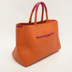 Furla Orange/Magenta Leather Tote