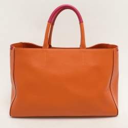 Furla Orange/Magenta Leather Tote