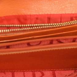 Pre Owned Furla Pink/Orange Leather Flap Wallet