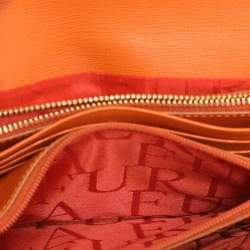 Pre Owned Furla Pink/Orange Leather Flap Wallet